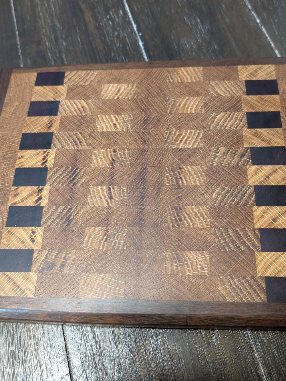 End Grain Wood Cutting Board - Beautiful Purple Heart, Maple, And White Oak